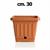 VASO TERRA QUADRATO 30X30 C/SOTT. TERRACOTTA