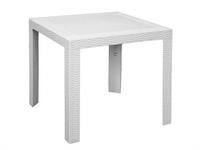 TAVOLO SATURNO S/RATTAN BIANCO 80X80